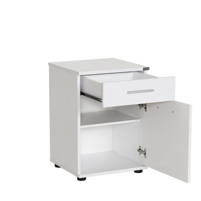 Hanah Home Kmd-511-Bb-1 Mesilla de Noche Blanca 40x57x39cm con Cajón para Dormitorio Elegante y Sereno